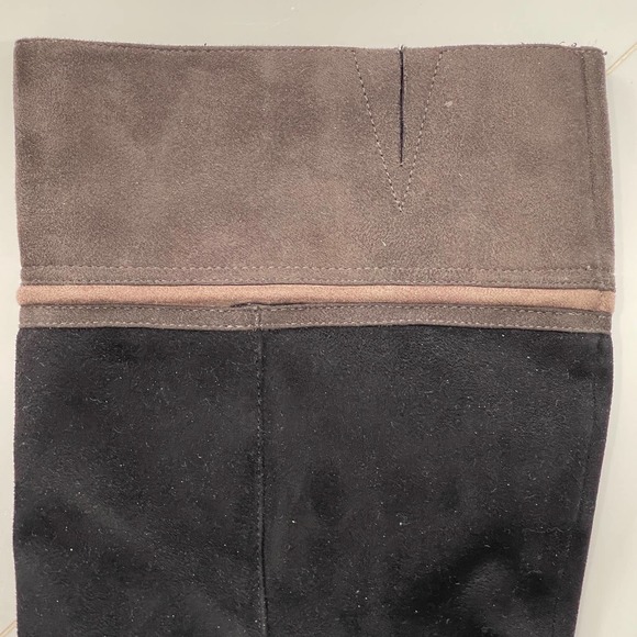 Rialto Black Gray Cordelia Patchwork Boots Zipper Suede Knee High Heel Almond 8M - Picture 10 of 14